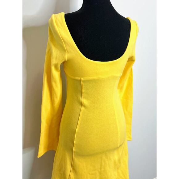 Victor Glemaud Flared Cotton-Blend Mini Dress in Yellow Size XS Pullover Jersey - Picture 6 of 7